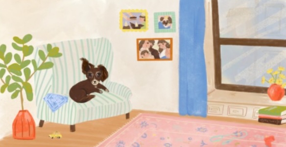 Maple in her apartment